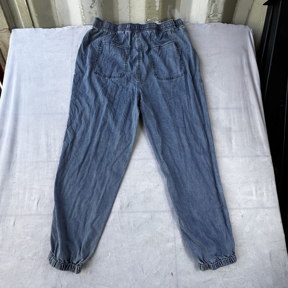 Time and Tru Jogger Jeans Womens Large 12-14 Blue Denim Tapered Leg Drawstring